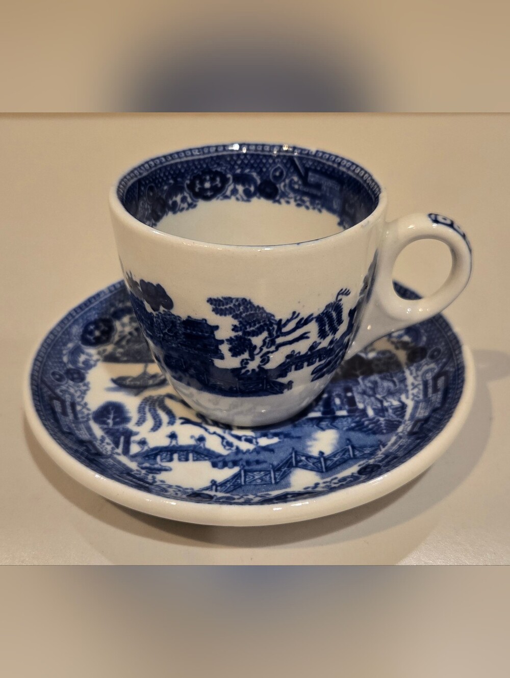Vintage Couldon Vitrified England Willow Pattern Cup and Saucer